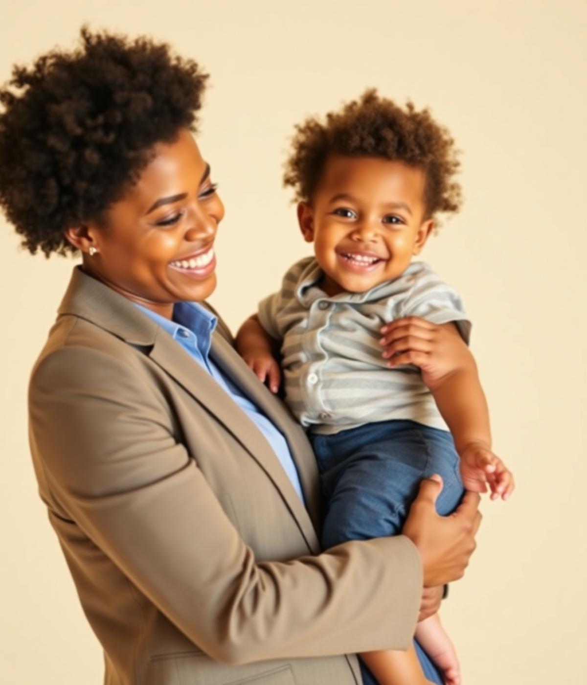 Working parent smiling with their child